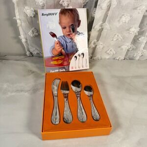 BergHOFF Sheriff Duck Toddler Flatware Set with Box Fork Knife 2 Spoons Belgium